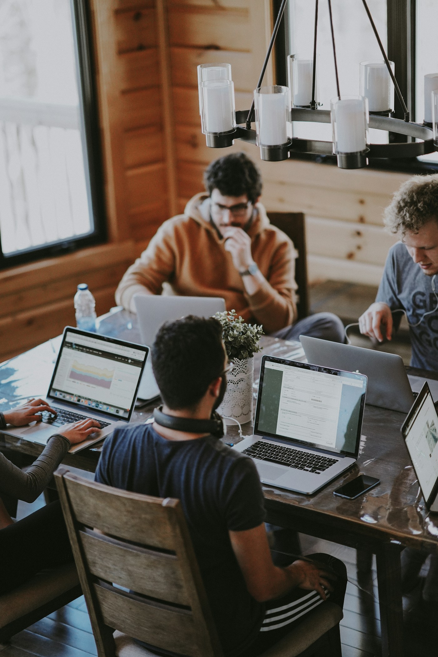 Team collaborating at a table